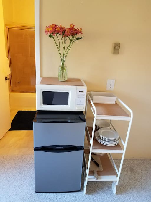 In-room fridge and microwave.