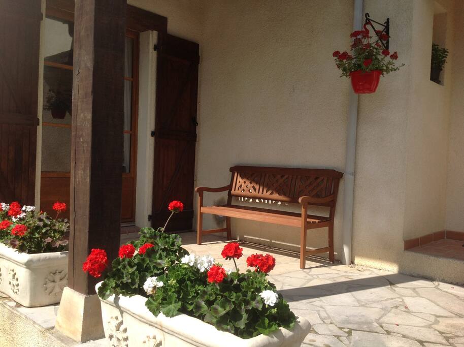 East facing patio at the front of the house