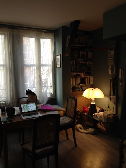 une bibliothèque fournie en oeuvres françaises et anglaises