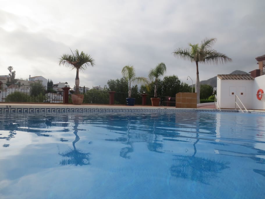 Another view of community pool showing the two trees shown in first photos