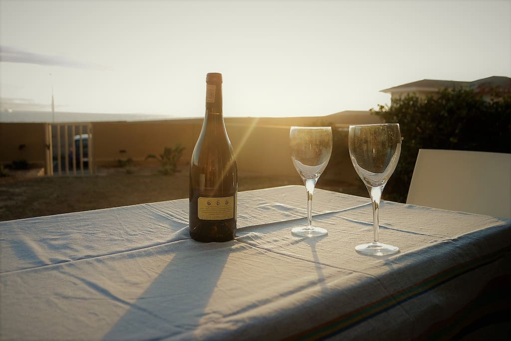 Sun downers in the garden.