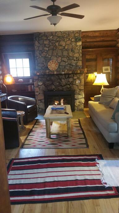 Enjoy a good book by the warmth of the fireplace!