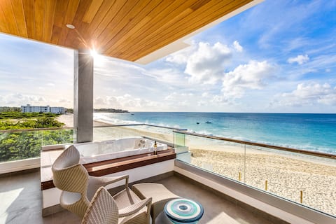 Beachfront Premium 1 Bedroom Resort Condo with Terrace, Hot Tub &  Stunning Meads Bay Views