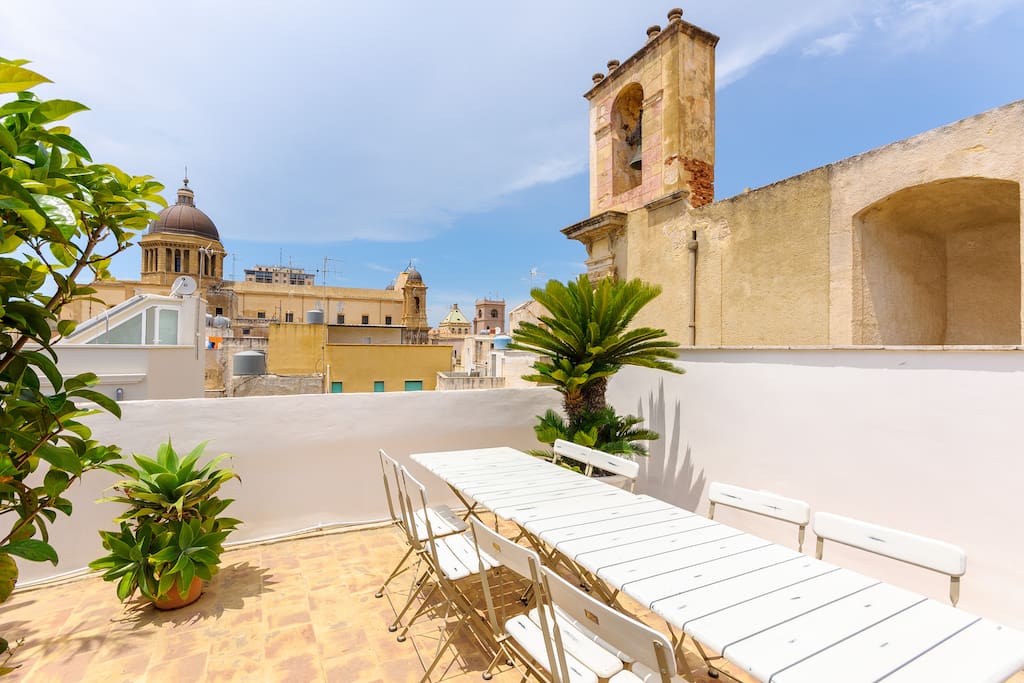 Marsala Cathedral can be seen from the private panoramic roof terrace.