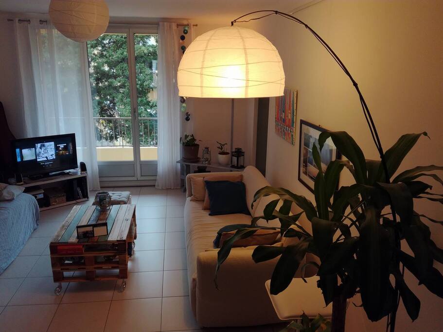 Le salon et son balcon