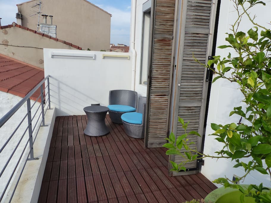 terrasse 1er étage donnant sur la suite parentale