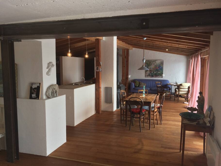 Living room + open kitchen