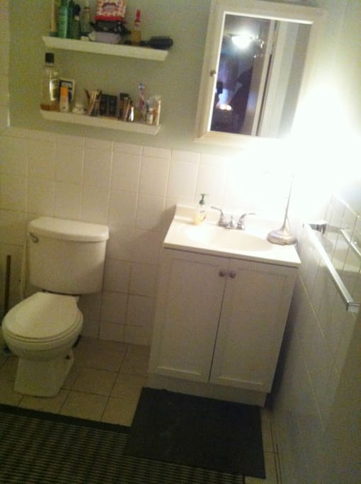Clean standard bathroom. You are more than welcome to use anything in the bathroom. I will provide soap, towel, and a special kit on your arrival :)