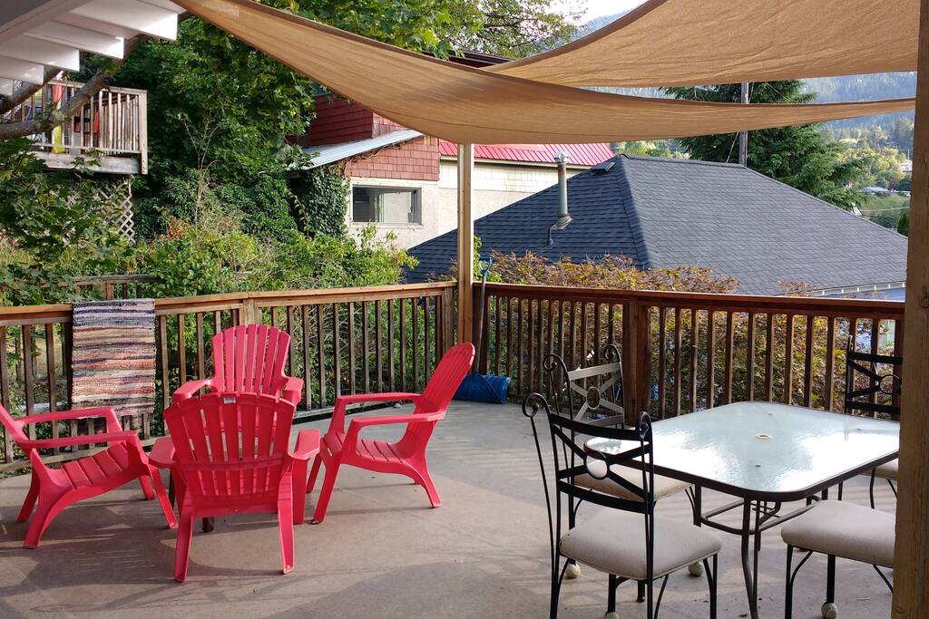 Shared deck outside bedroom doors.