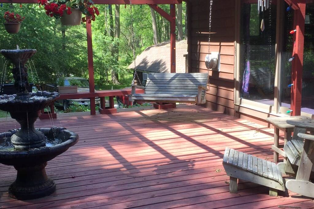 Fountain, Grill, and outdoor furniture