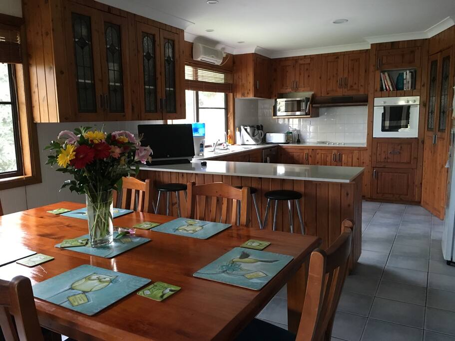 Large kitchen and dining