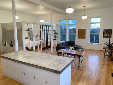 Sunny Modern Loft in a Century Old School House