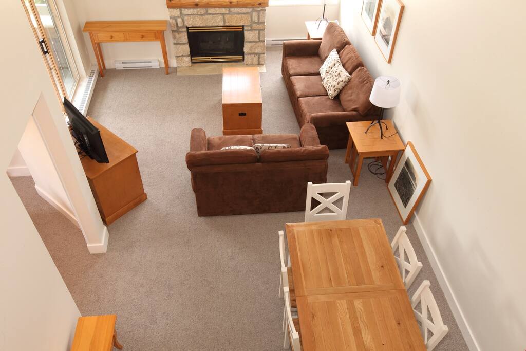 The loft overlooks the spacious living area and provides some extra privacy.