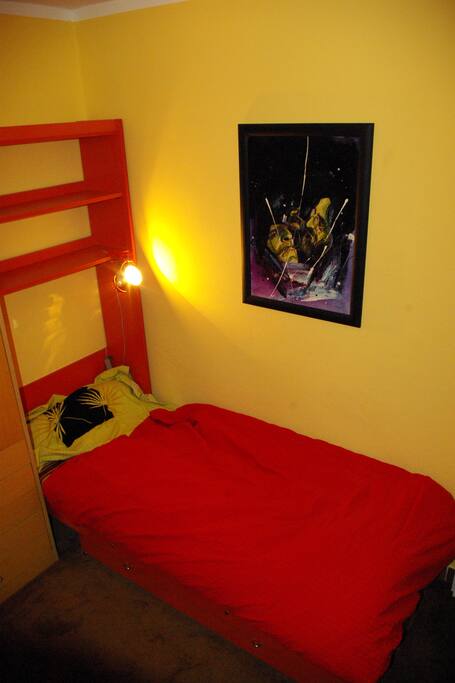 the bedroom with both beds.