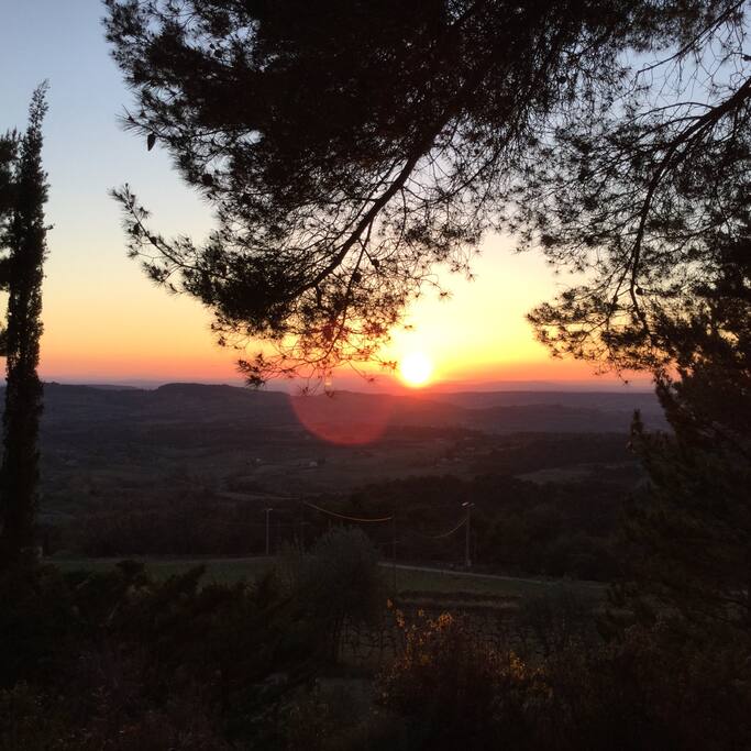 Vue depuis le salon coucher de soleil