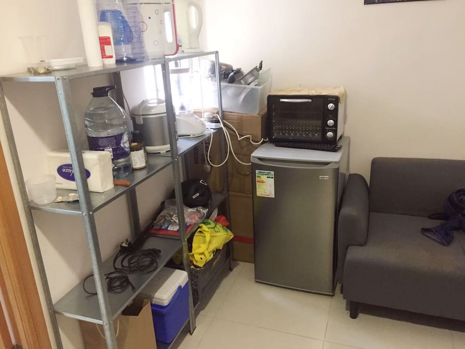 storage, fridge and oven