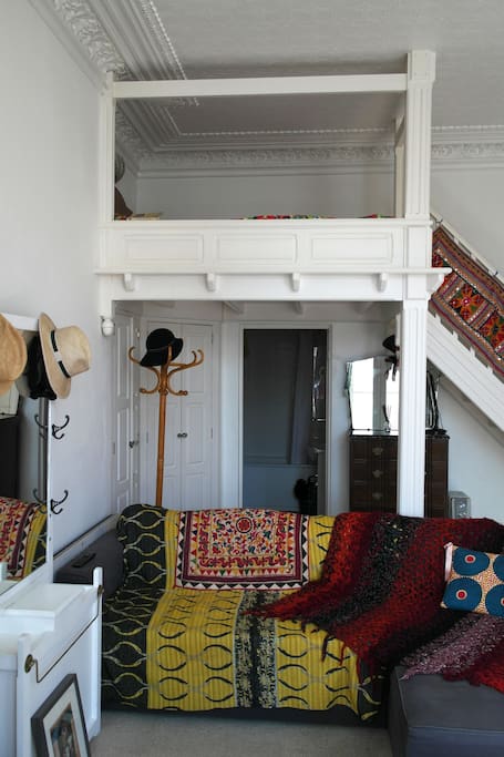 From the bay window, double fold out sofa bed