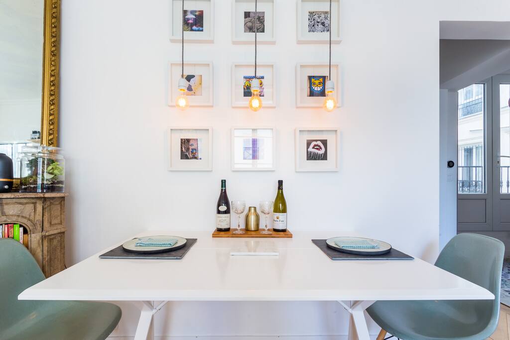 Large dining table in the living room