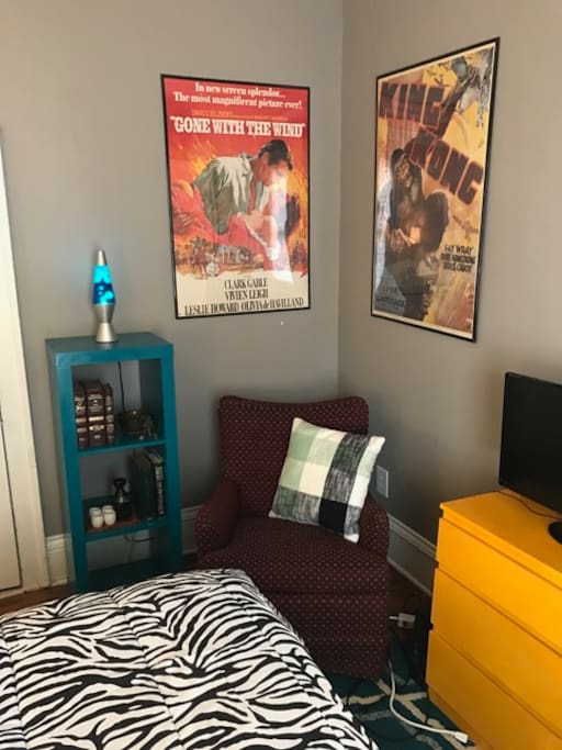 Cozy reading corner in bedroom