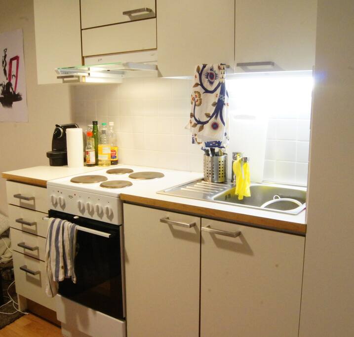 Kitchen with all utensils. For coffee lover, yes I do have a nespresso machine.
