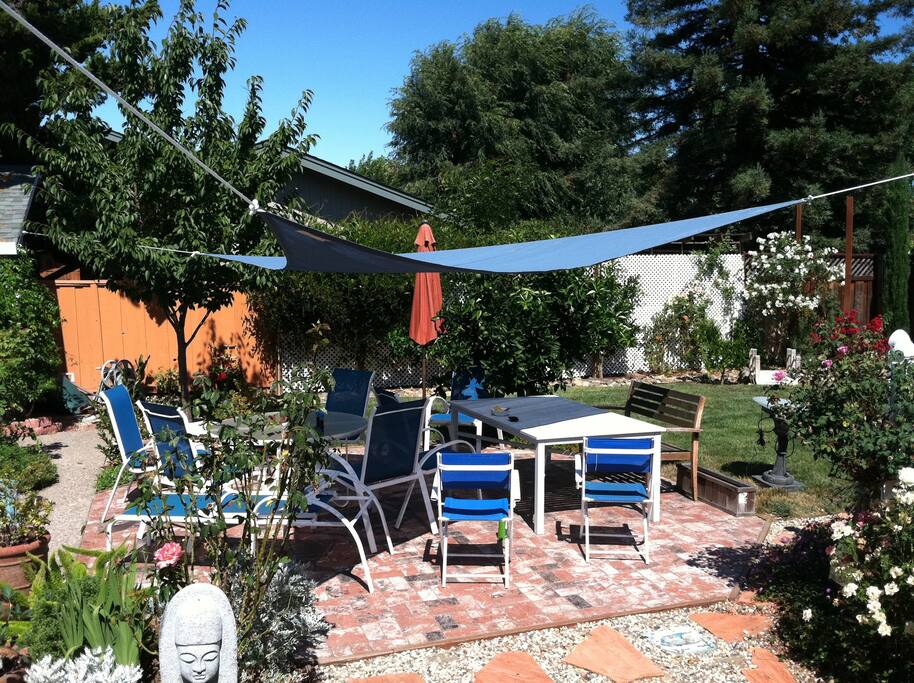 Backyard accessible through french door