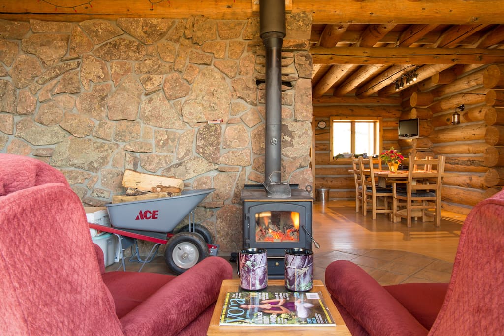 Common area has a wood stove. Great to sit around on a cold winters night.
