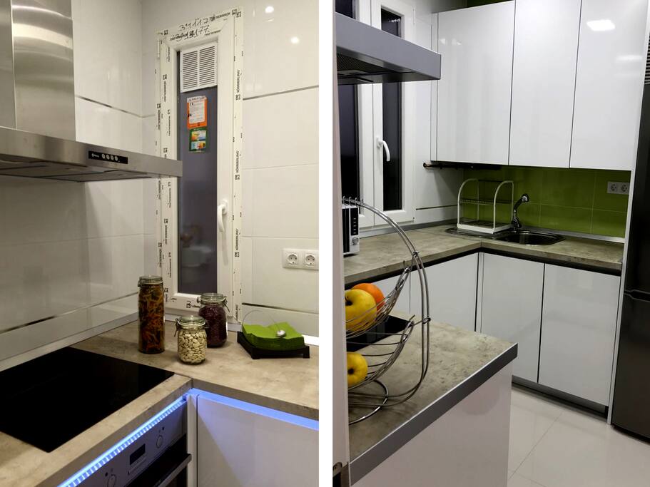 Cocina funcional con todo lo necesario para poder cocinar.