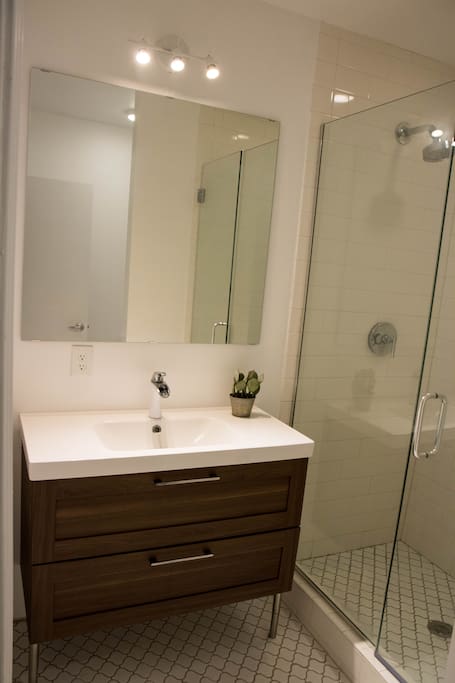 Shared bathroom with one other roommate.
