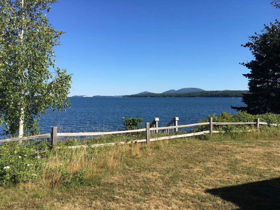 View overlooking Frenchman’s Bay to MDI, Cadillac Mountain and Bar Harbor