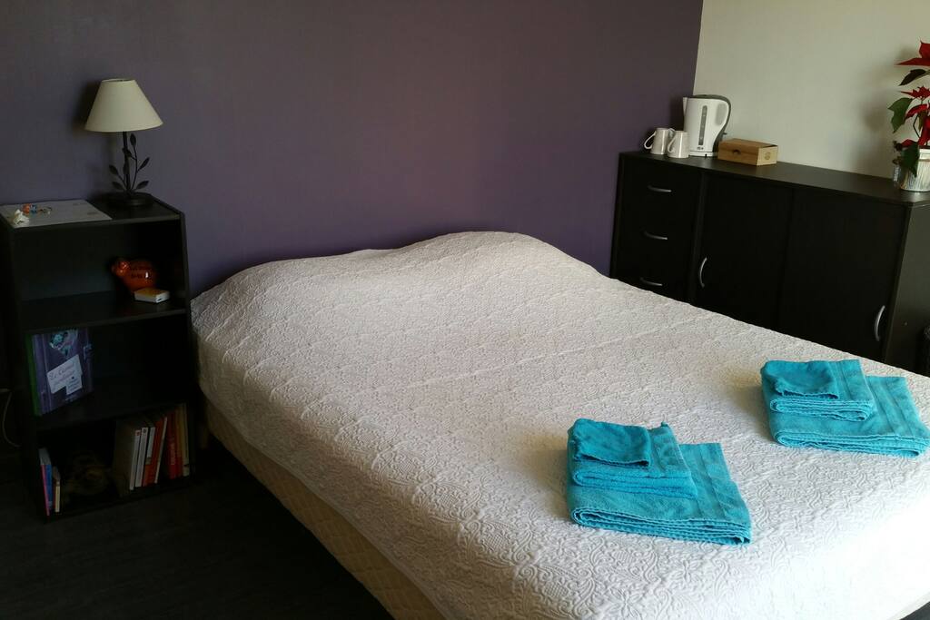 La chambre (bouilloire, thés et cafés instantanés sont à votre disposition).