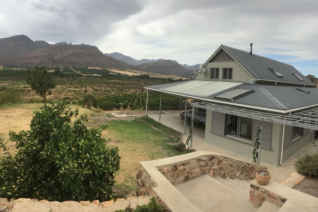 Latjeskloof Bed and Breakfast home with the view of Olifants River Valley and Citrus Orchards in the background