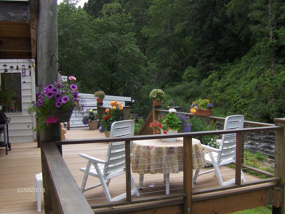 Back deck overlooking the river