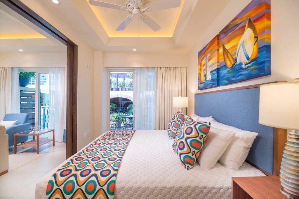 very spacious and luxury bedroom with king size bed
