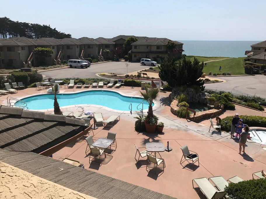 View from the private patio on the pool and spa right below the patio.