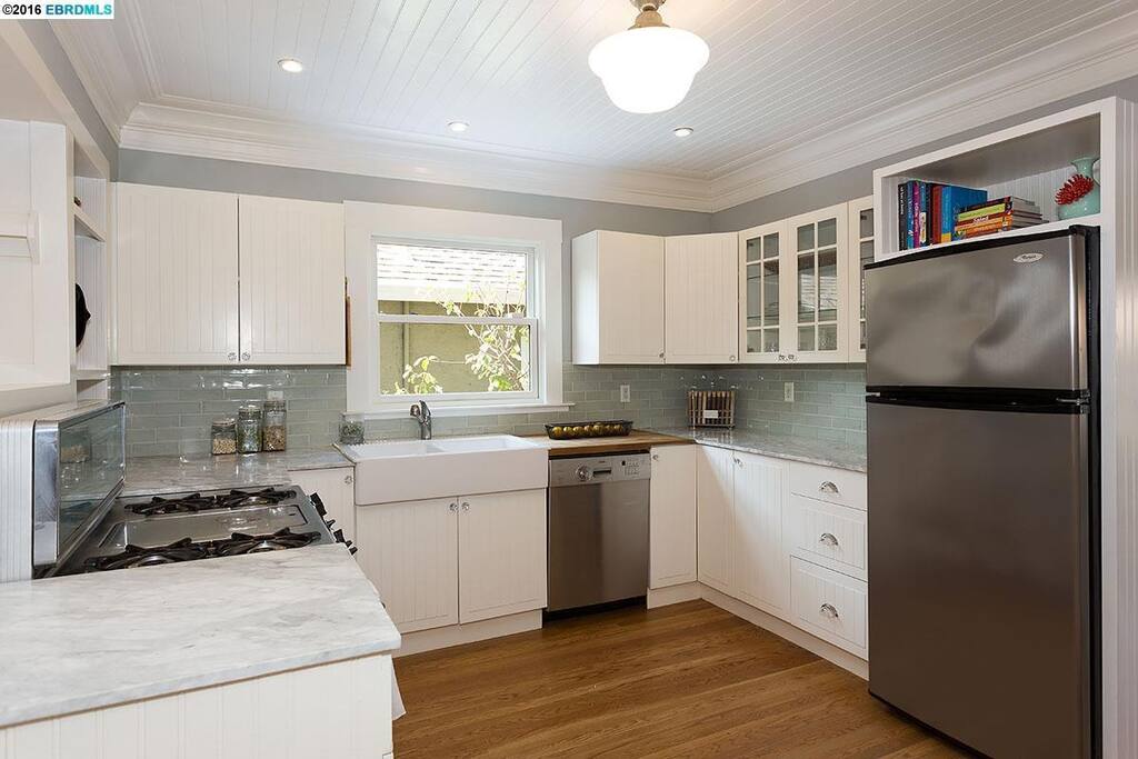 Modern kitchen with vintage stove