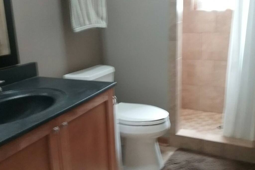 bathroom with shower and some sink vanity