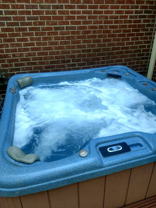 Hot tub on outside patio