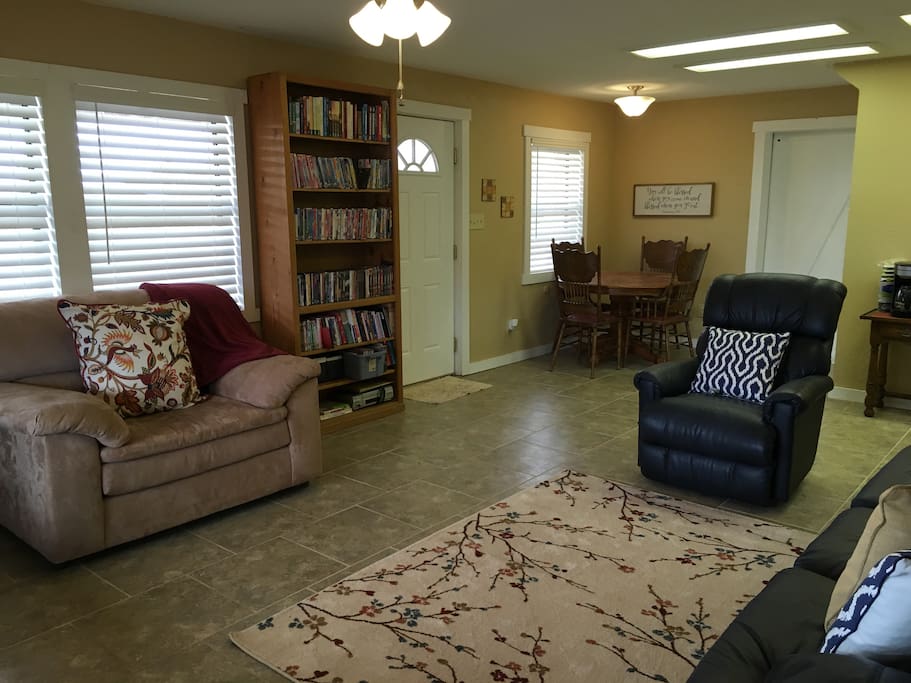 Living room and breakfast nook/work space