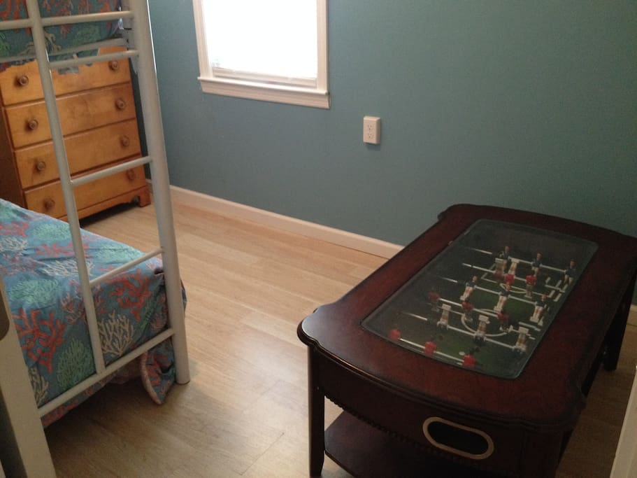 foosball table in bedroom