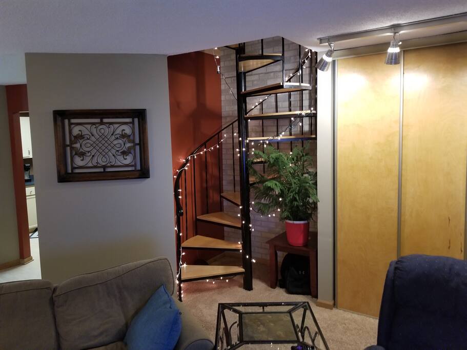 Stairway to FULL BATH and Two Bedrooms