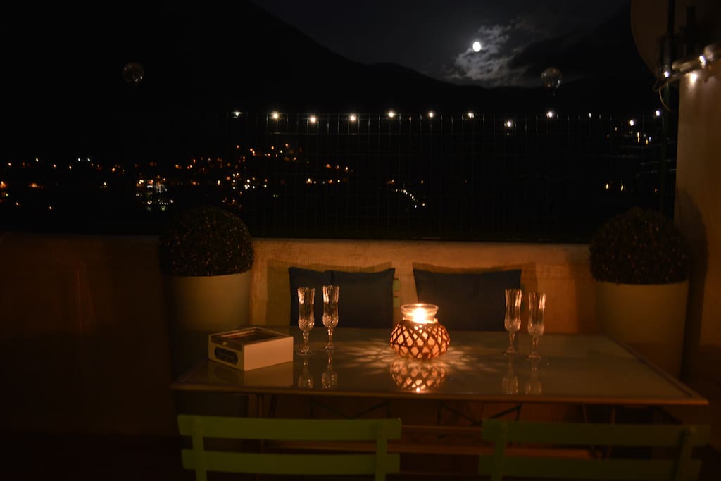 Moonlight view from the Patio and Terrace