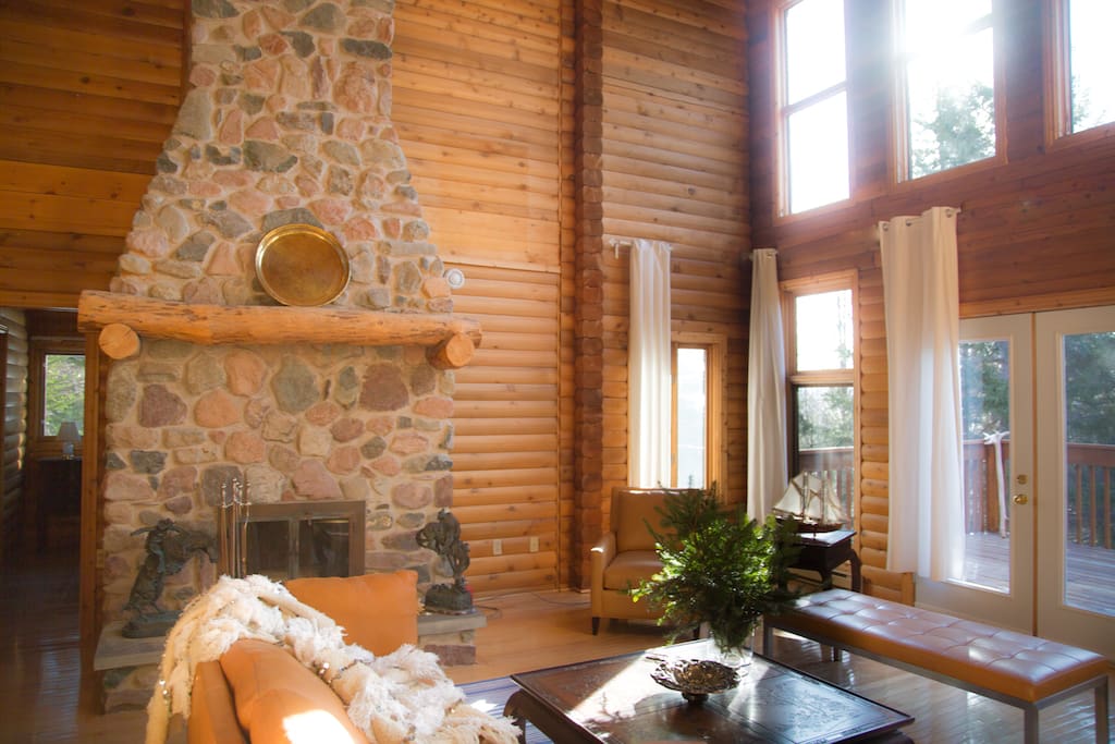 The bright great room at Explorer's Cottage is welcoming for those who want to relax and for those who want to work on personal projects, school work, or remote work.