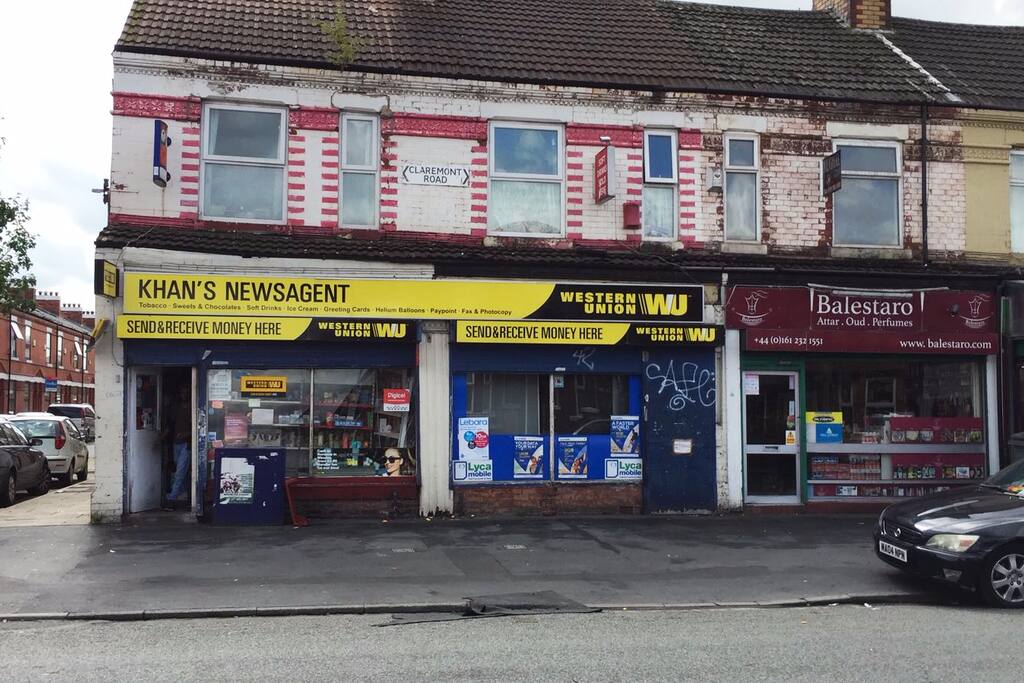 Newsagents opposite the flat