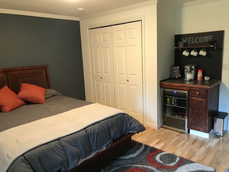 Room has mini fridge and coffee bar