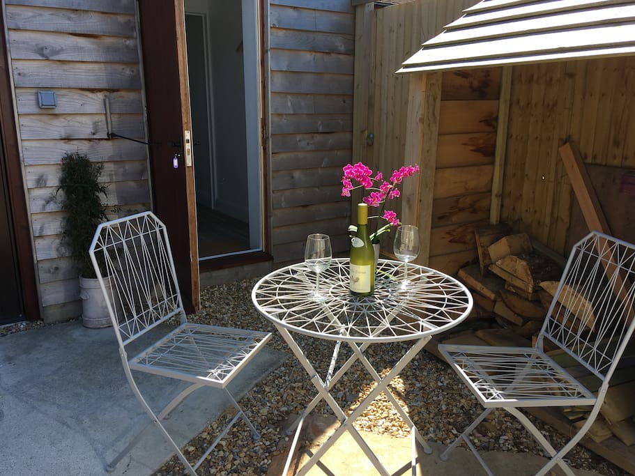 Small, sunny, outside area for guest use