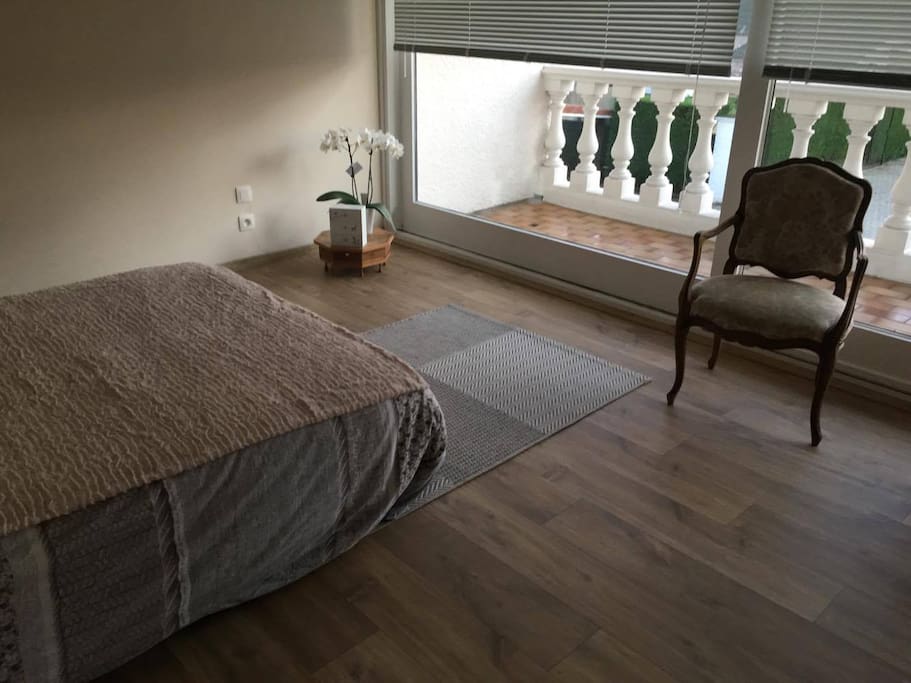 Kamer 2: Grote slaapkamer. Gemeenschappelijk terras met kamer 1.