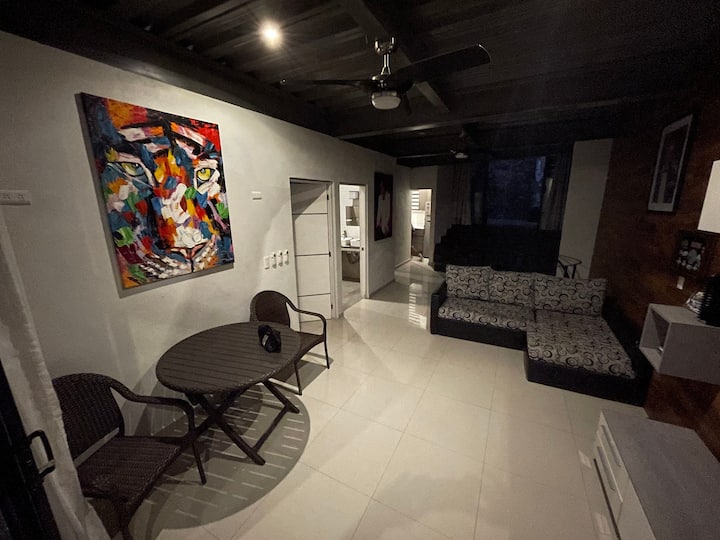 Living room and dining room space