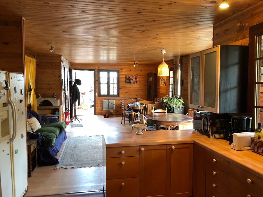Kitchen looking toward deck