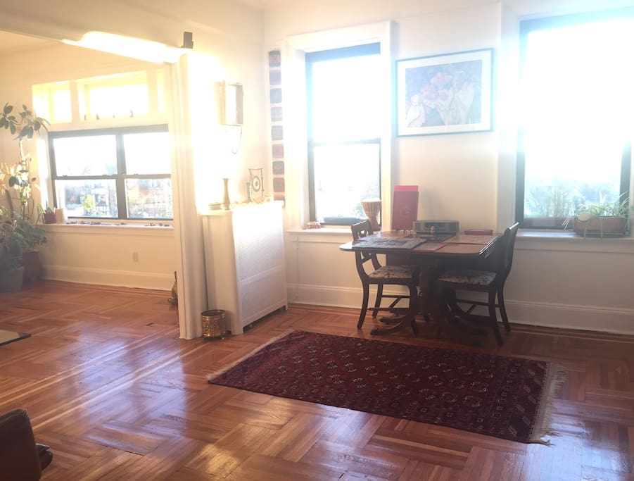 Sunny, bright, breezy living and dining room