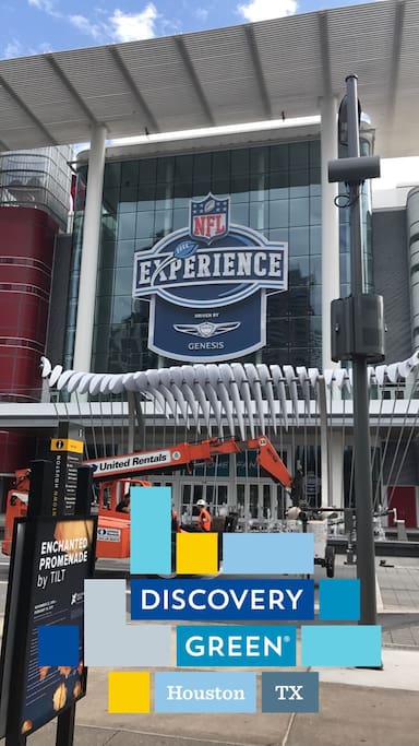 Taken Saturday 1/21 in Discovery Green during preparations for the big game.